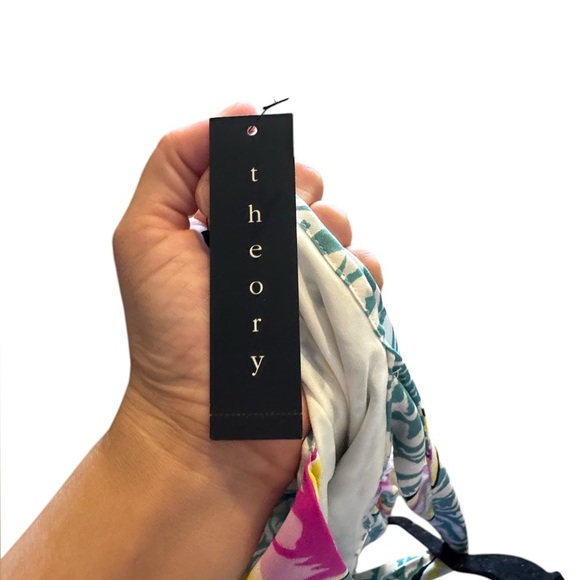 NWT Theory Sahara Caribbean Maxi Silk Dress Teal Multi $365 Size 6 - Picture 7 of 9